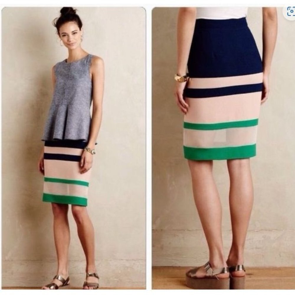 Harlyn Anthropologie Parfait Colorblock  Stripped Skirt